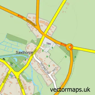 Street map sample of Saxthorpe, Norfolk