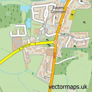 Street map sample of Sayers Common, West Sussex