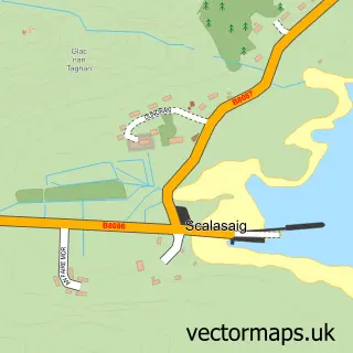 Street map sample of Scalasaig, Argyll and Bute