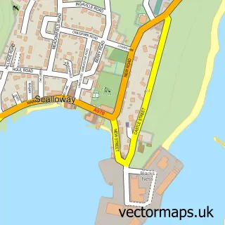 Street map sample of Scalloway, Shetland