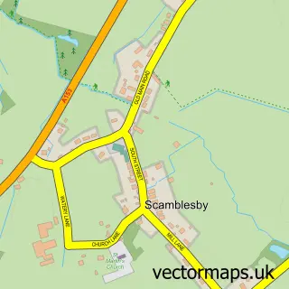 Street map sample of Scamblesby, Lincolnshire