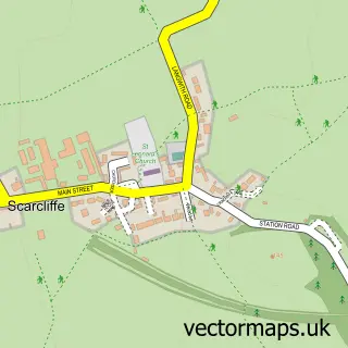 Street map sample of Scarcliffe, Derbyshire