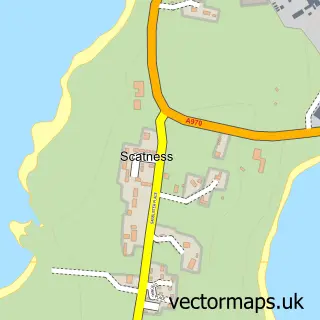 Street map sample of Scatness, Shetland