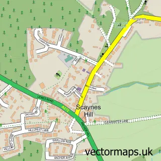 Street map sample of Scaynes Hill, West Sussex