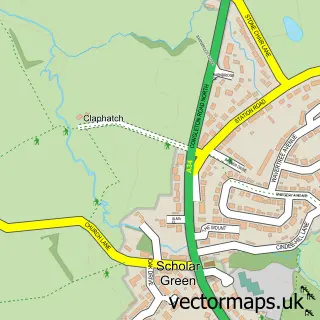 Street map sample of Scholar Green, Cheshire