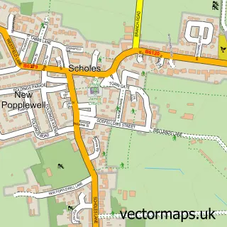 Street map sample of Scholes, West Yorkshire