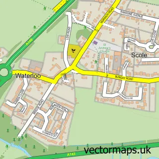 Street map sample of Scole, Norfolk