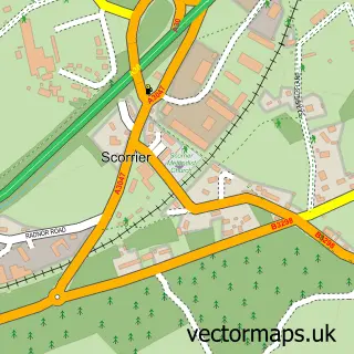 Street map sample of Scorrier, Cornwall