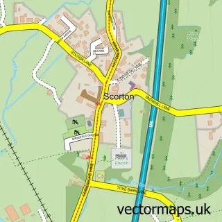 Street map sample of Scorton, Lancashire