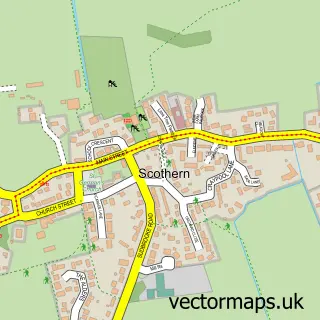 Street map sample of Scothern, Lincolnshire