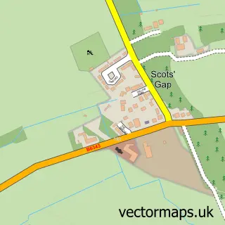 Street map sample of Scots Gap, Northumberland