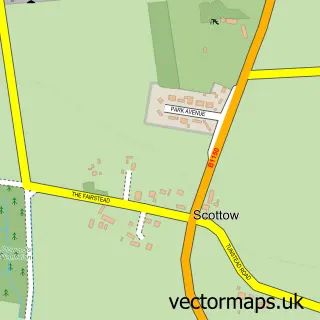Street map sample of Scottow, Norfolk