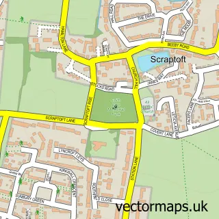 Street map sample of Scraptoft, Leicestershire