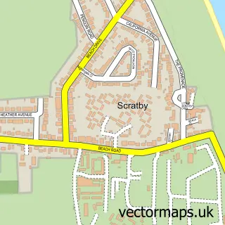 Street map sample of Scratby, Norfolk