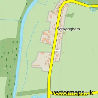 Street map sample of Scrayingham, North Yorkshire