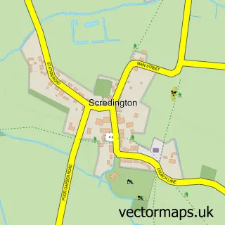 Street map sample of Scredington, Lincolnshire