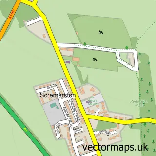 Street map sample of Scremerston, Northumberland