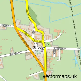 Street map sample of Scrooby, Nottinghamshire
