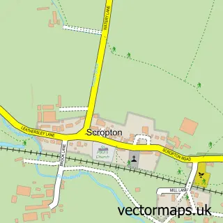 Street map sample of Scropton, Derbyshire