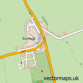 Street map sample of Scurlage, West Glamorgan