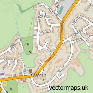Street map sample of Seascale, Cumbria