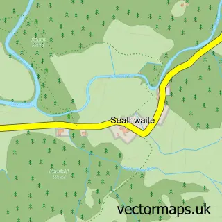 Street map sample of Seathwaite, Cumbria