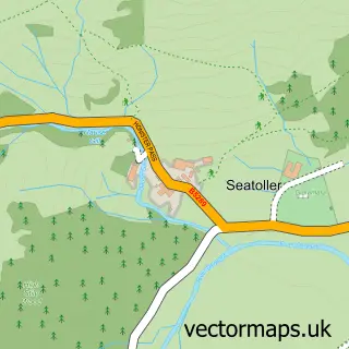 Street map sample of Seatoller, Cumbria