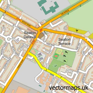 Street map sample of Seaton Delaval, Northumberland