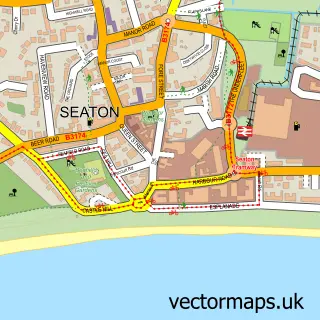 Street map sample of Seaton, Devon