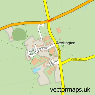 Street map sample of Seckington, Warwickshire