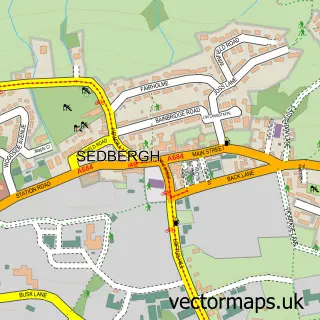 Street map sample of Sedbergh, Cumbria