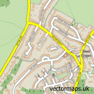 Street map sample of Seer Green, Buckinghamshire