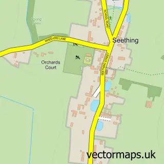 Street map sample of Seething, Norfolk