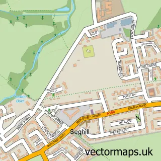 Street map sample of Seghill, Northumberland
