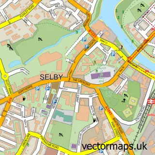 Street map sample of Selby, North Yorkshire