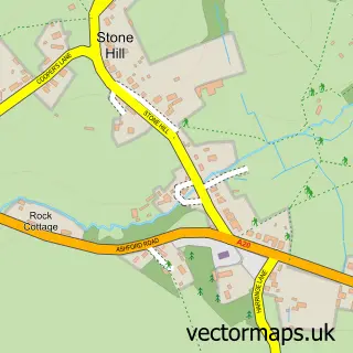 Street map sample of Sellindge, Kent