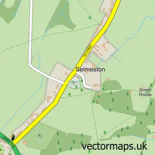 Street map sample of Selmeston, East Sussex