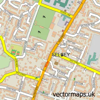 Street map sample of Selsey, West Sussex