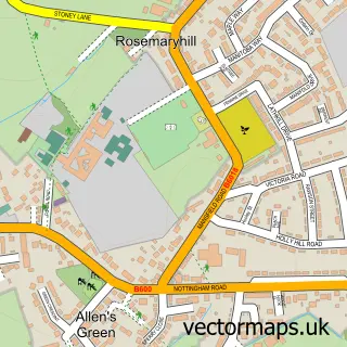 Street map sample of Selston, Nottinghamshire