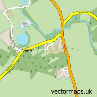 Street map sample of Semer, Suffolk