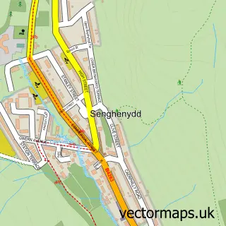 Street map sample of Senghenydd, Gwent