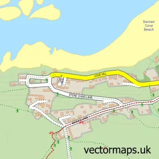 Street map sample of Sennen Cove, Cornwall