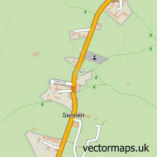 Street map sample of Sennen, Cornwall
