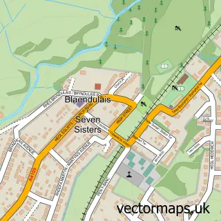 Street map sample of Seven Sisters, West Glamorgan