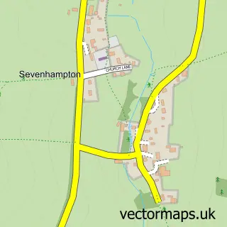 Street map sample of Sevenhampton, Gloucestershire