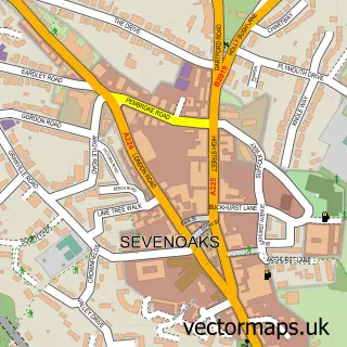 Street map sample of Sevenoaks, Kent