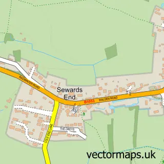 Street map sample of Sewards End, Essex