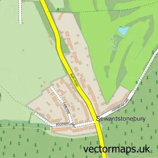 Street map sample of Sewardstonebury, Essex