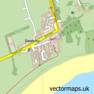 Street map sample of Sewerby, East Riding of Yorkshire