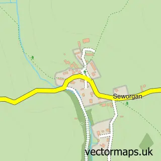 Street map sample of Seworgan, Cornwall